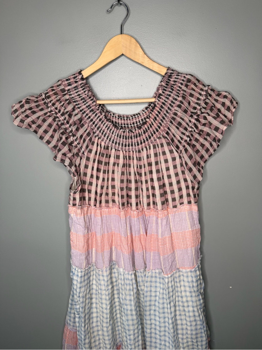 Free People Something Real Patchwork Plaid Tiered Maxi Dress - Picture 4 of 12